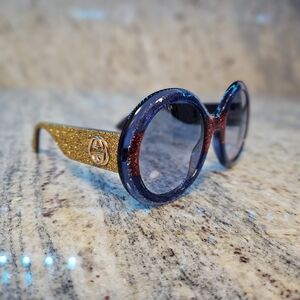 Gucci Glitter Sunglasses Blue Red Gold | Authentic Made in Italy